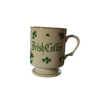 Vintage Lefton Irish Coffee Mug 06633– Shamrock‎ Pedestal Cup – 1988